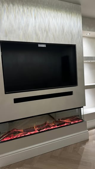 Ezee Glow 72'' Celestial Built-In Media Wall Electric Fire - Pure Flames