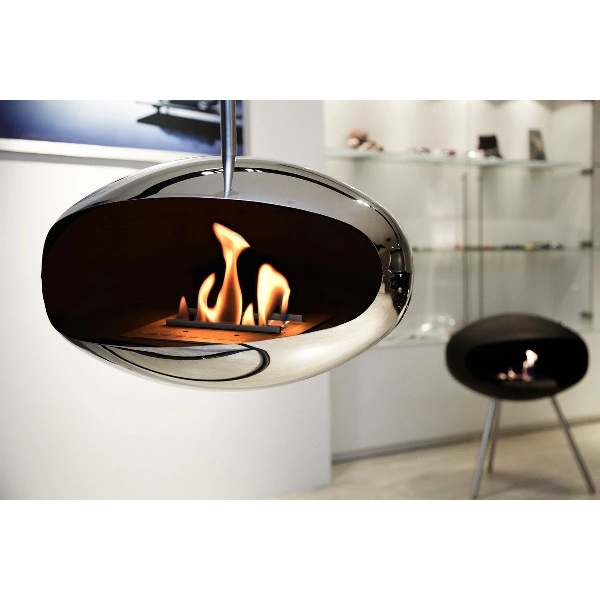 Cocoon Aeris - Polished Steel with Steel Pole - Pure Flames