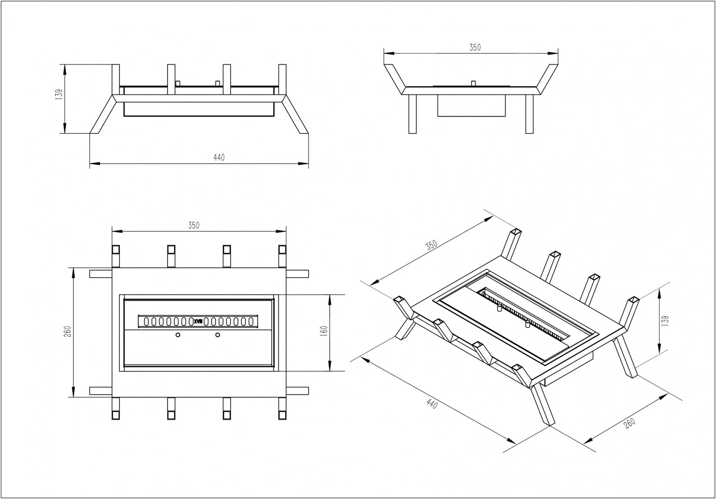 Bioethanol Fire Grate M - 40 cm - Pure Flames