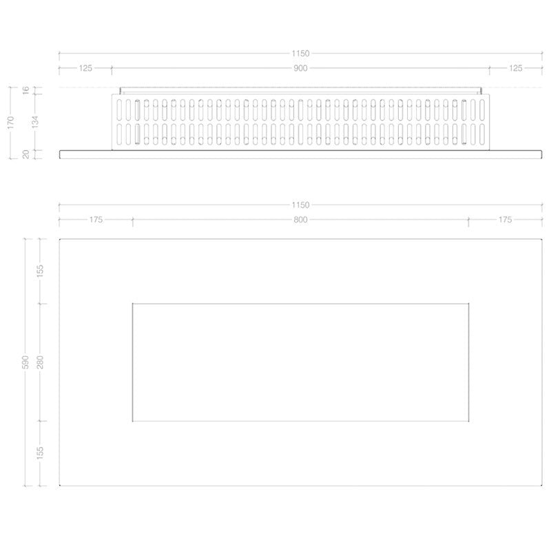 Icon Fires Nero 1150 Wall Fire - Brushed Steel - Pure Flames