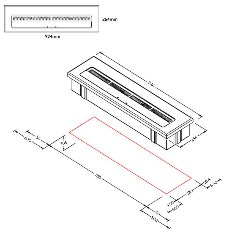 Icon Fires Long Burner Steel - Pure Flames