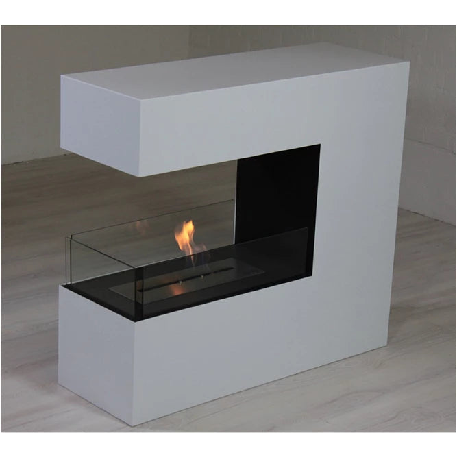 Topeka White - Powder Coated Steel Biofireplace - Pure Flames