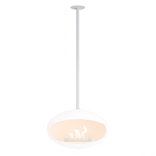 White Ceiling Mount and Rod - Cocoon Fires - Pure Flames