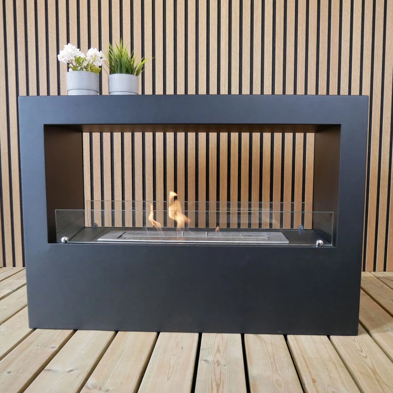Lansing L - Black Freestanding Bioethanol Fireplace - Pure Flames