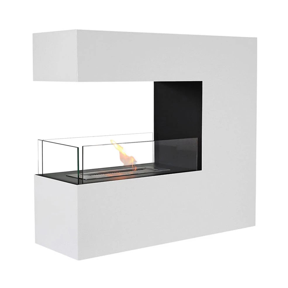 Topeka White - Powder Coated Steel Biofireplace - Pure Flames