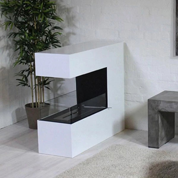 Topeka White - Powder Coated Steel Biofireplace - Pure Flames