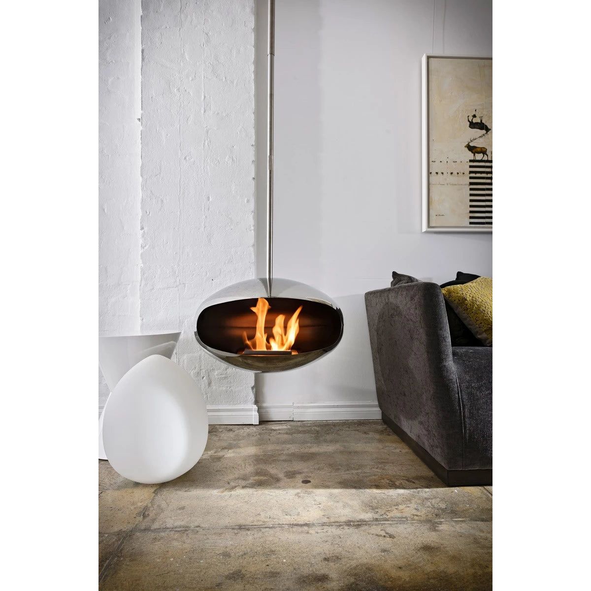 Cocoon Aeris - Polished Steel with Steel Pole - Pure Flames