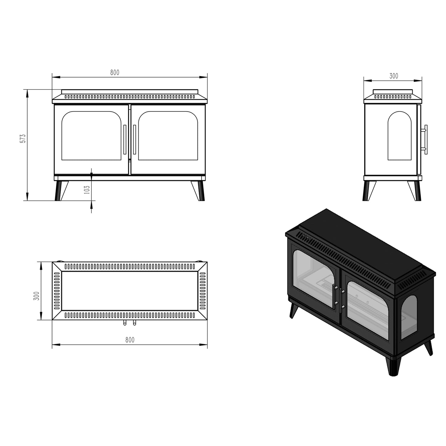 Atlanta Double Bioethanol Stove - Pure Flames