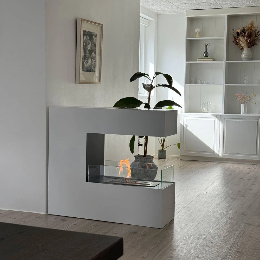 Topeka White - Powder Coated Steel Biofireplace - Pure Flames
