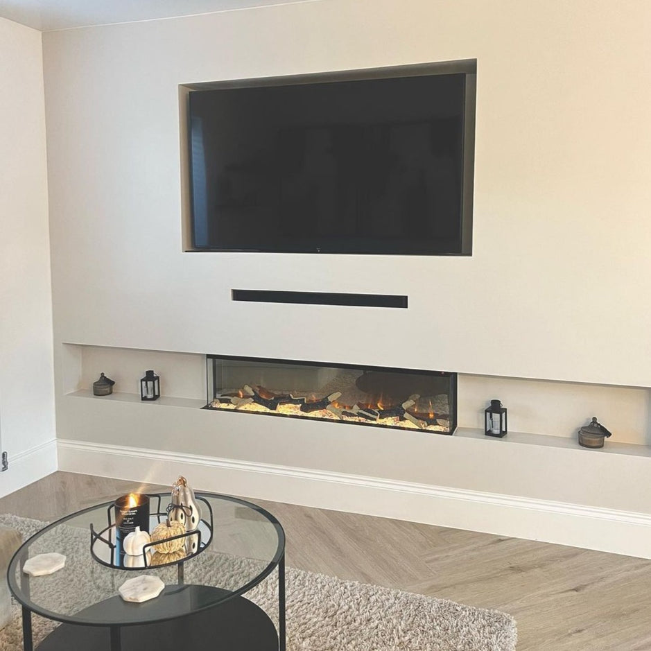 Ezee Glow 50'' Celestial Built-In Media Wall Electric Fire - Pure Flames