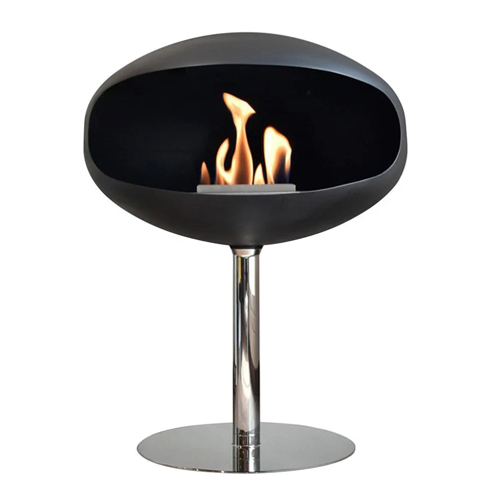 Cocoon Pedestal - Matte Black with Steel Pedestal - Pure Flames