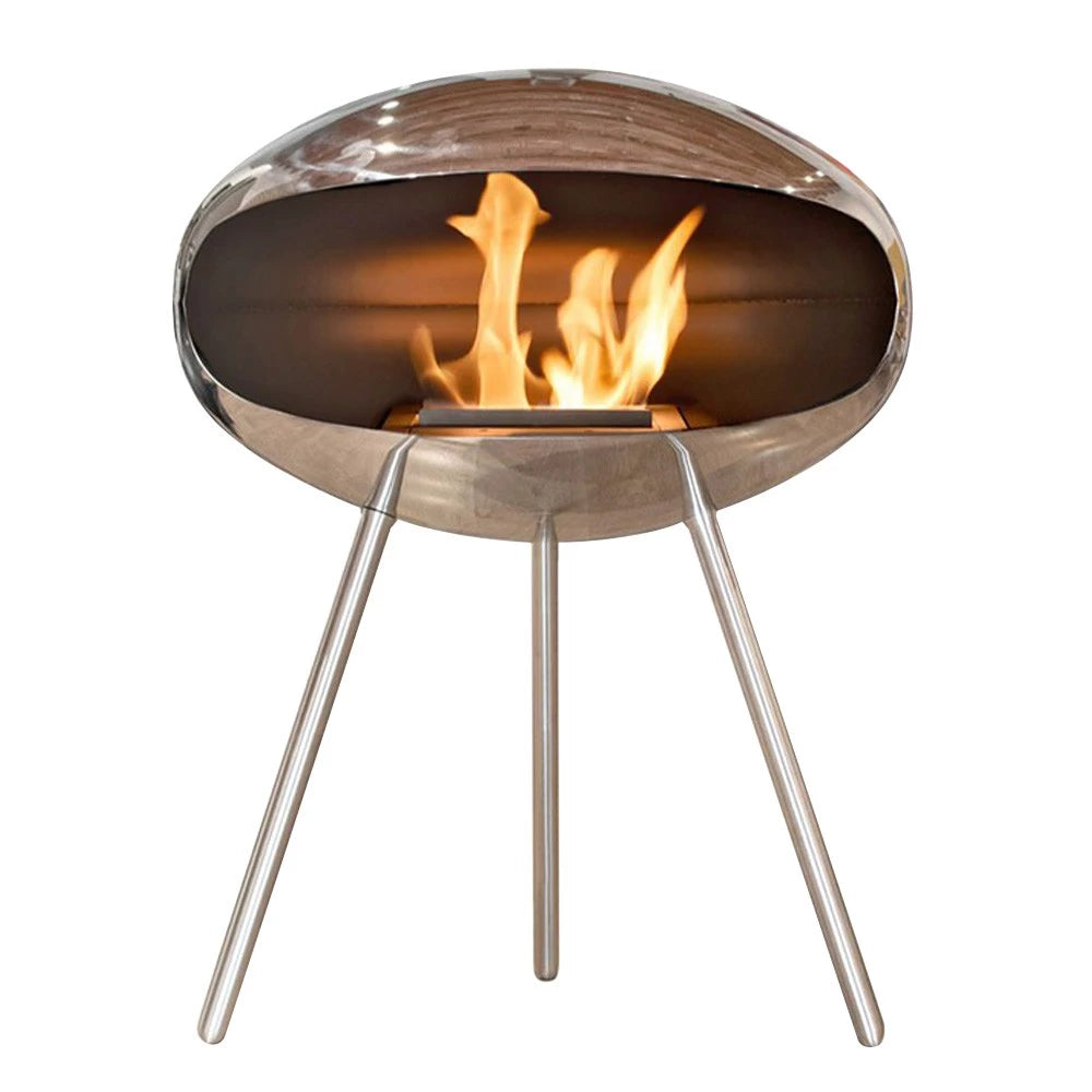 Cocoon Terra - Polished Steel with Steel Legs - Pure Flames