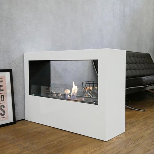 Lansing L - White Freestanding Bioethanol Fireplace - Pure Flames