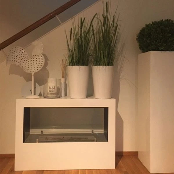 Lansing L - White Freestanding Bioethanol Fireplace - Pure Flames