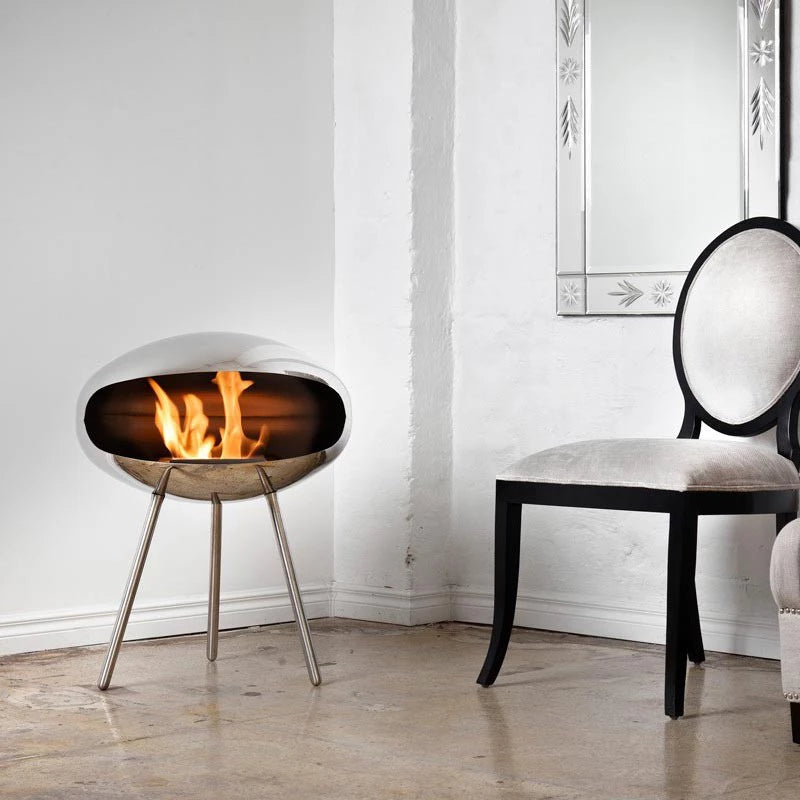Cocoon Terra - Polished Steel with Steel Legs - Pure Flames