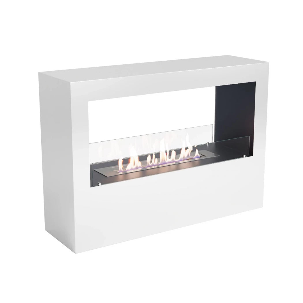 Lansing L - White Freestanding Bioethanol Fireplace - Pure Flames