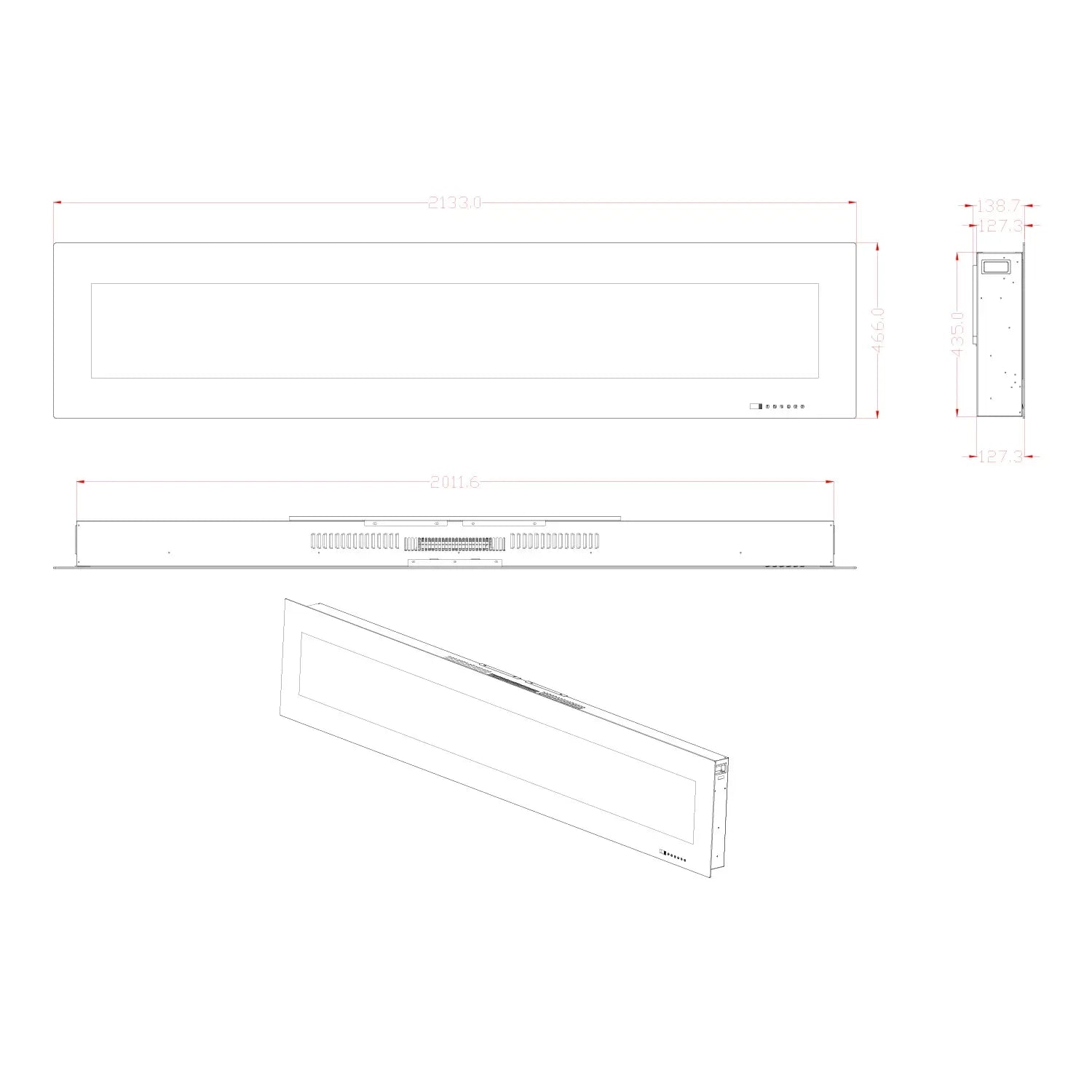Azurite 213 cm - Wall-mounted Electric Fireplace - Pure Flames