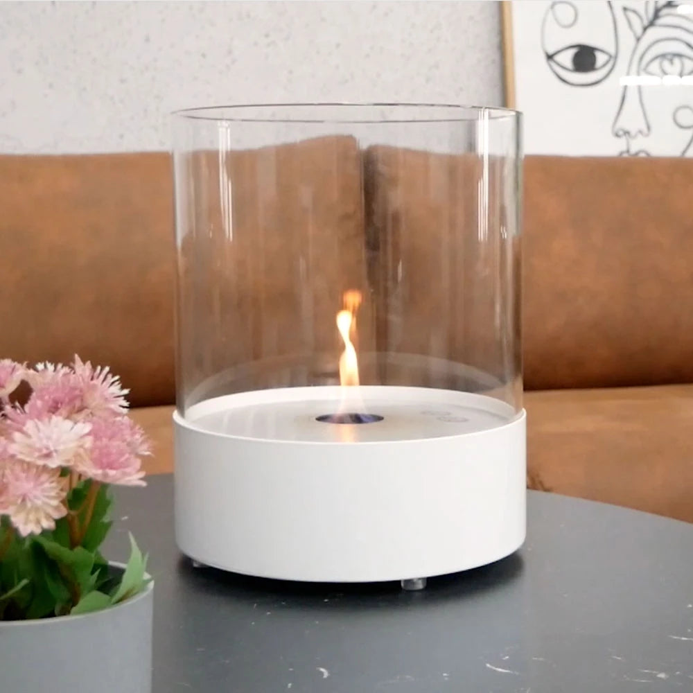Southwark White - Round Tabletop Bioethanol Fireplace - Pure Flames