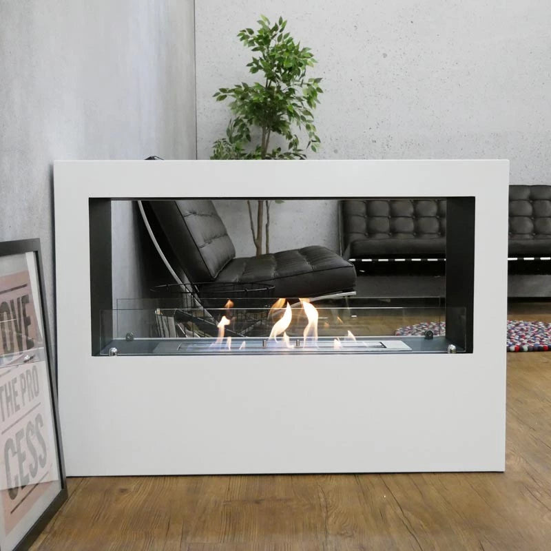 Lansing L - White Freestanding Bioethanol Fireplace - Pure Flames